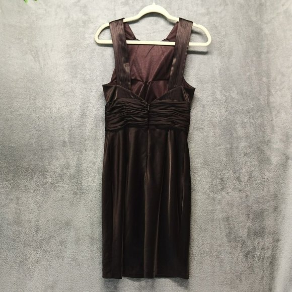 ADRIANNA PAPELL Boutique Women Halter Pencil Dress Brown Satin Size 8 - Picture 7 of 12